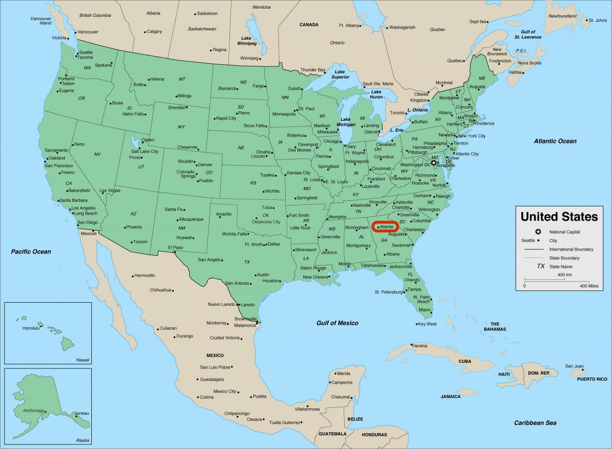 亚特兰大 关于乔治亚州 - 美国地图
